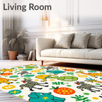 Cartoon Animals Alphabet Playful Multicolor Rug