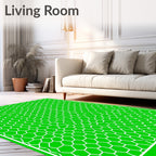 Vibrant Green Hexagonal Overlay Rug
