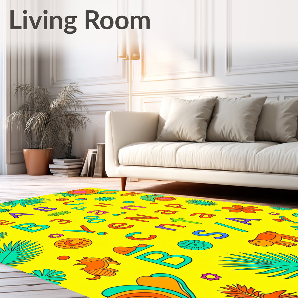 Tropical Alphabet Jungle Animals Rug