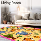 Whimsical Safari Animals And Trees Rug