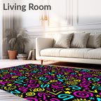 Colorful Alphabet and Symbols Collage Rug