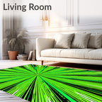 Vibrant Lime Burst Radial Lines Rug