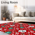 Joyful Red Christmas Snowman Tree Rug