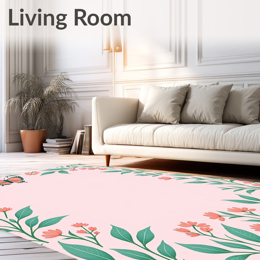 Coral Butterfly Botanical Garden Rug
