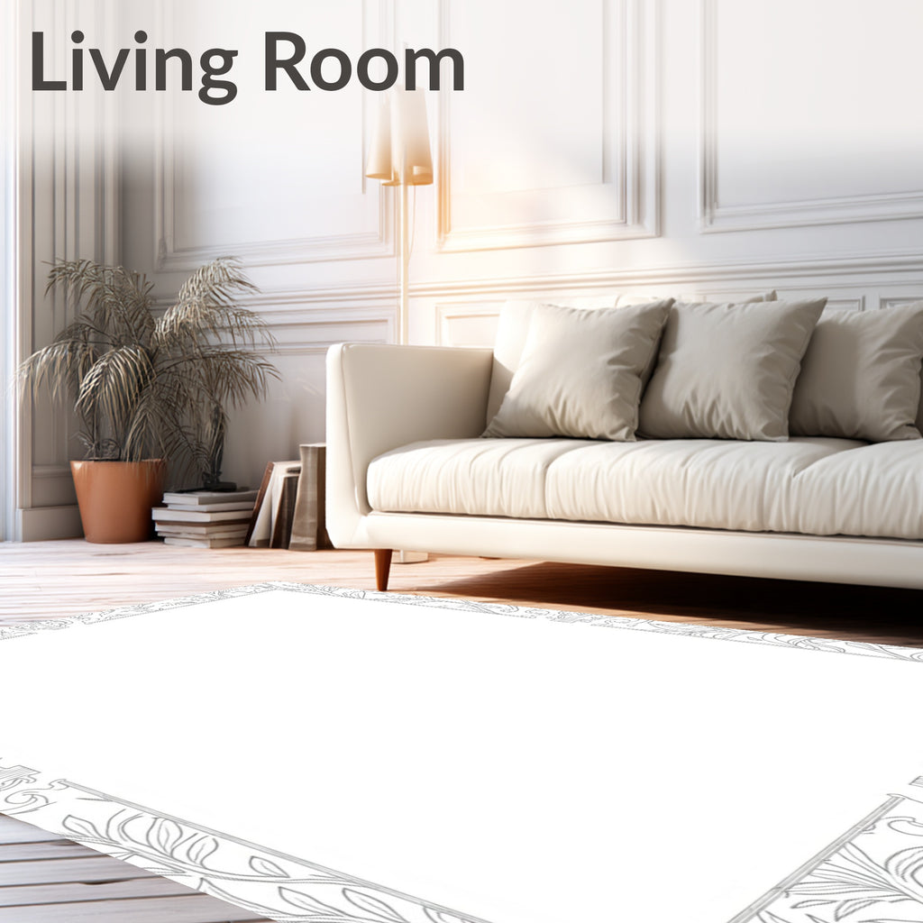 Silver Leaf Scroll Vintage Border Rug