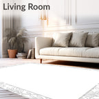 Silver Leaf Scroll Vintage Border Rug