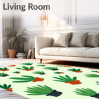 Green Potted Plants Repeating Pattern Rug