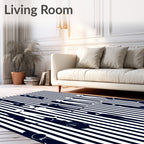 Dark Blue White People Stripe Rug