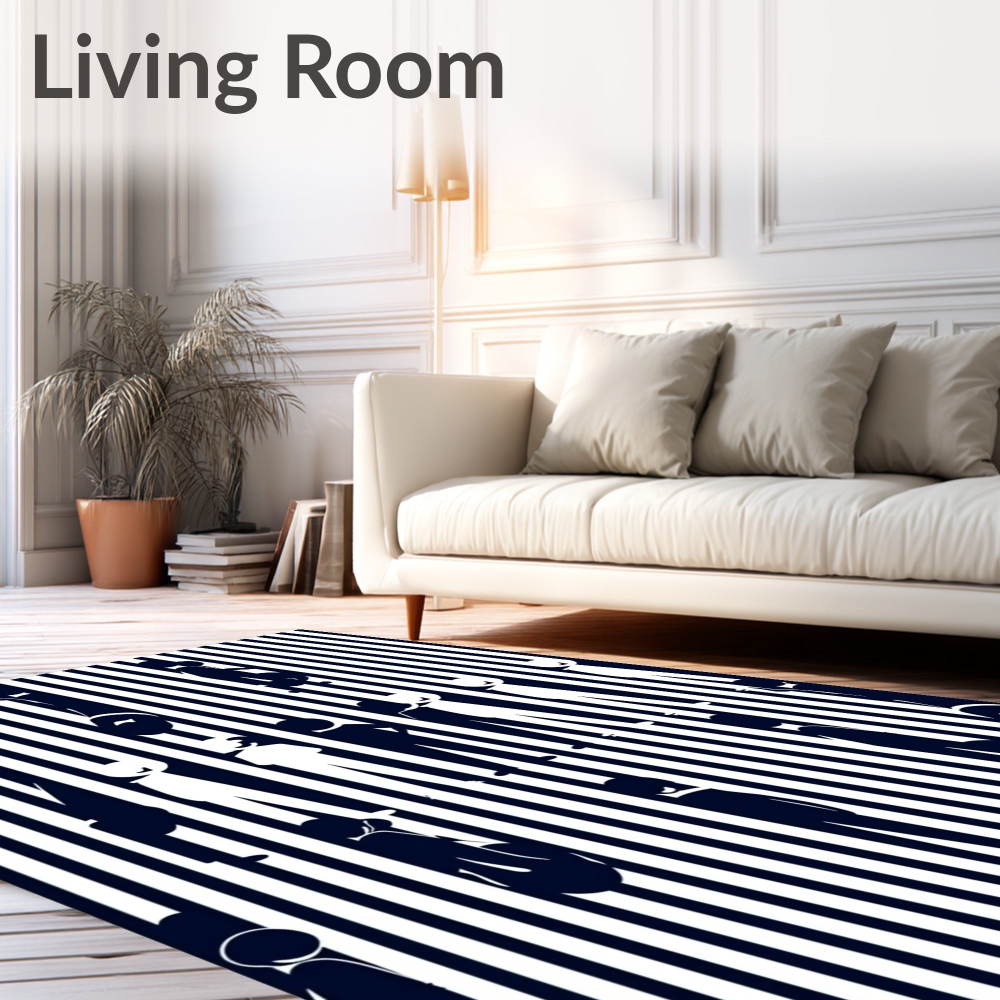 Dark Blue White People Stripe Rug