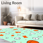 Bright Orange And Mint Cartoon Shapes Rug
