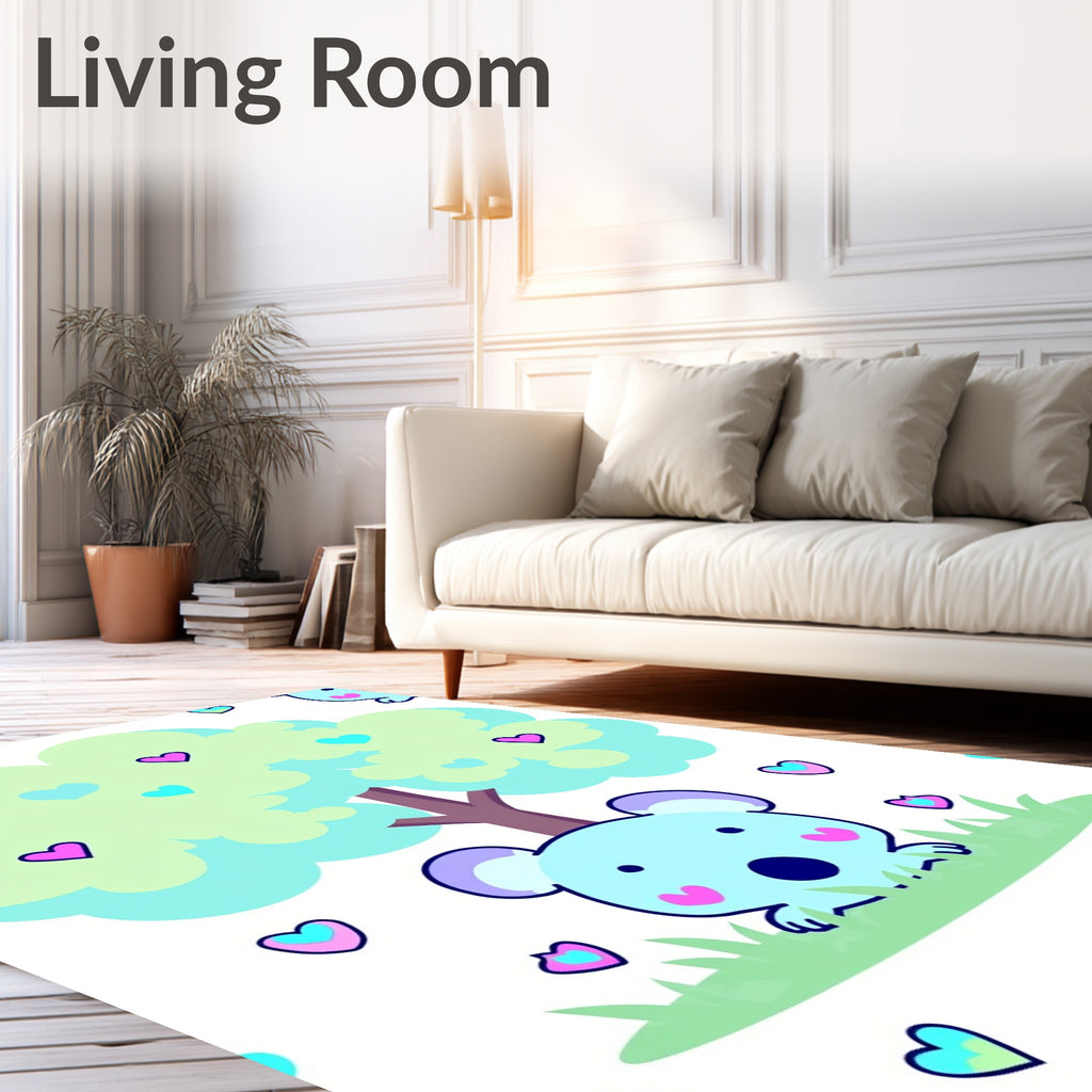 Whimsical Blue Koala Heart Tree Rug