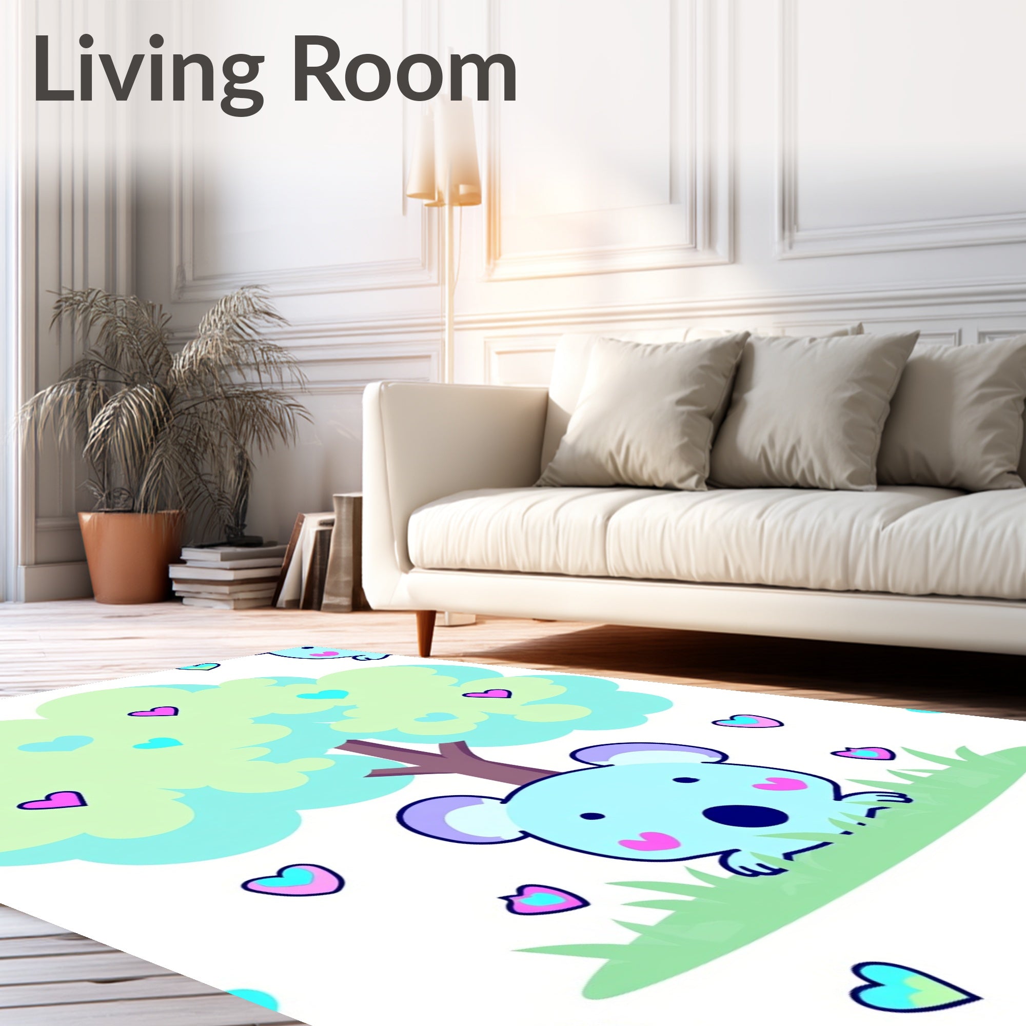 Whimsical Blue Koala Heart Tree Rug
