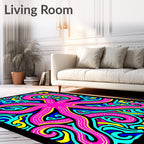Vibrant Pink Octopus Swirls Rug