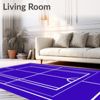 Deep Blue Line Art Court Rug