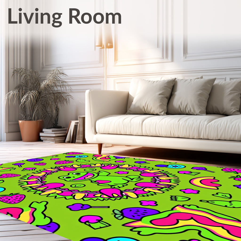 Vibrant Frog Rainbow Strawberry Fiesta Rug