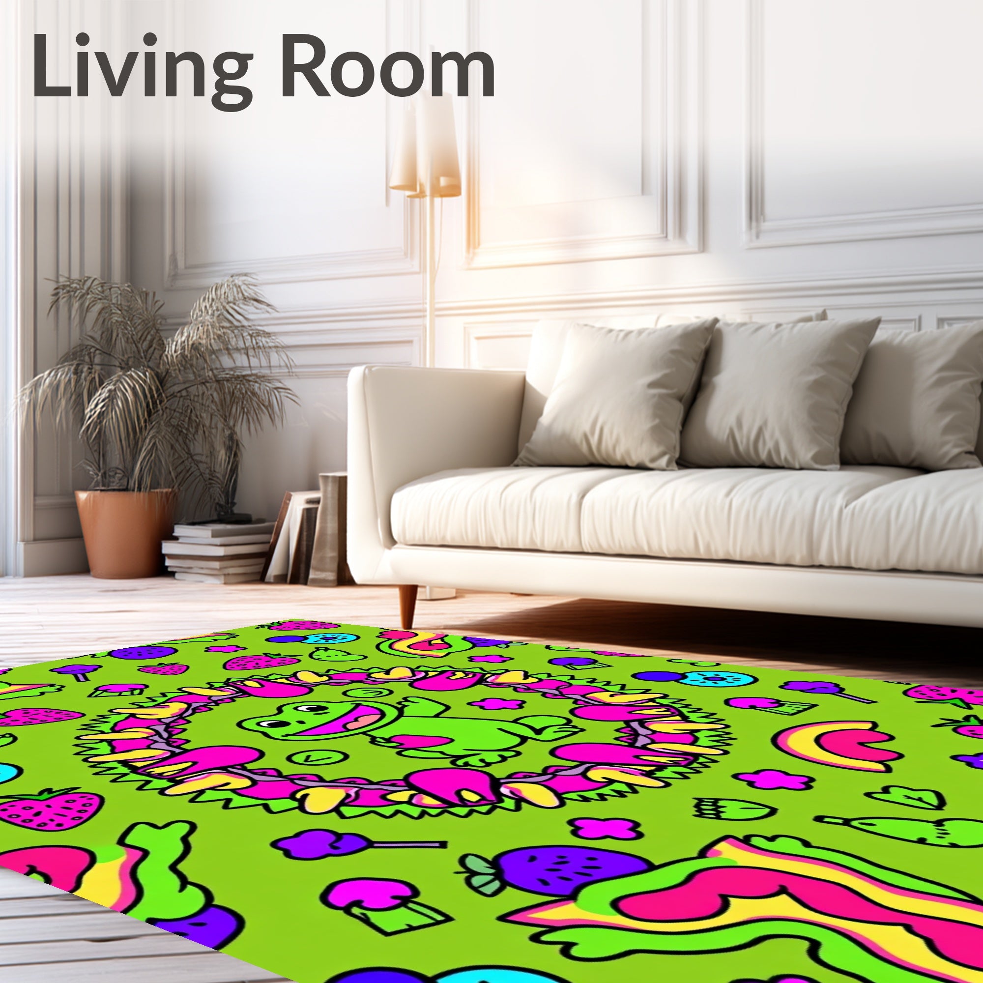 Vibrant Frog Rainbow Strawberry Fiesta Rug