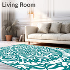 Teal Medallion Arch Ornate Rug