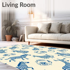 Classic Blue Zebra Illustration Collection Rug