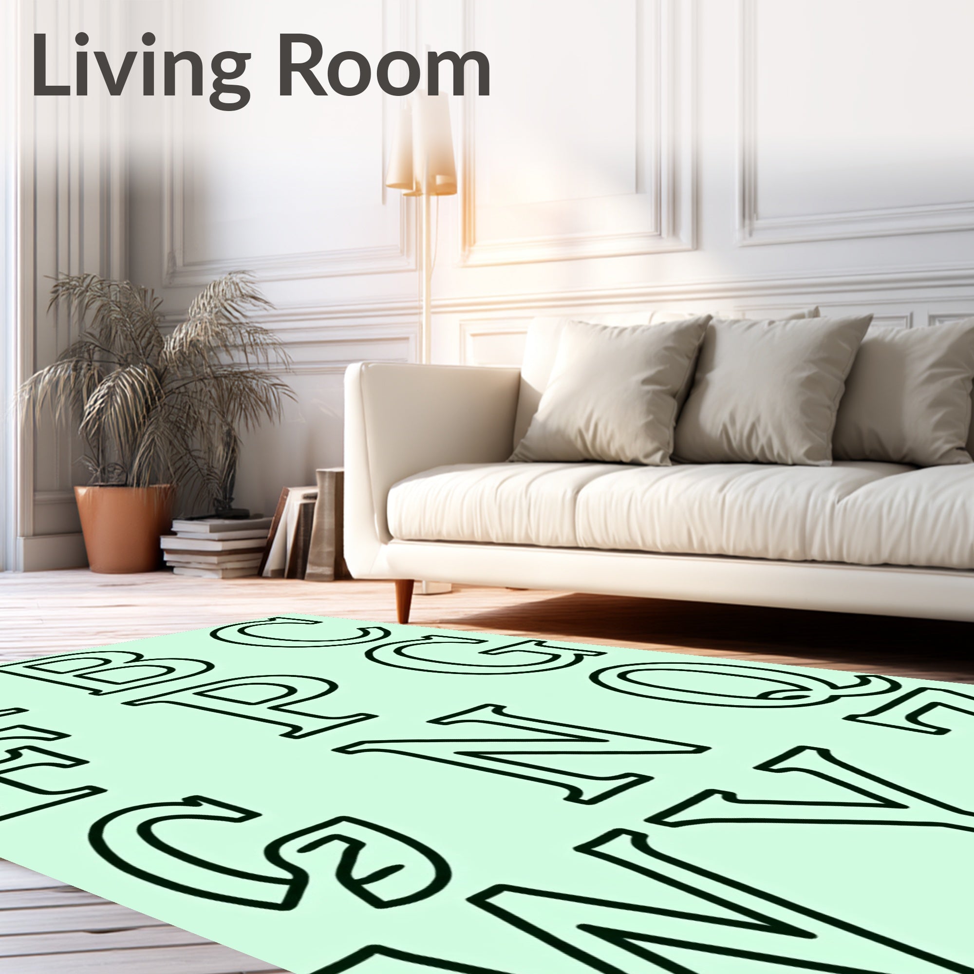 Bold Alphabet Outline Graphic Rug