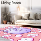 Cute Lavender Kitty Amongst Clouds Rug