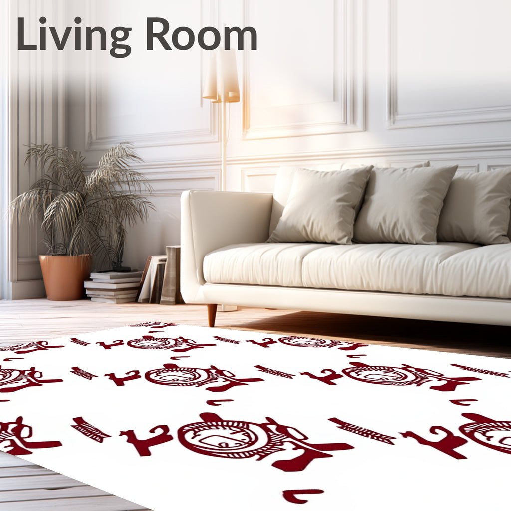 Deep Red Tribal Totem Arrangement Rug