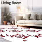 Deep Red Tribal Totem Arrangement Rug