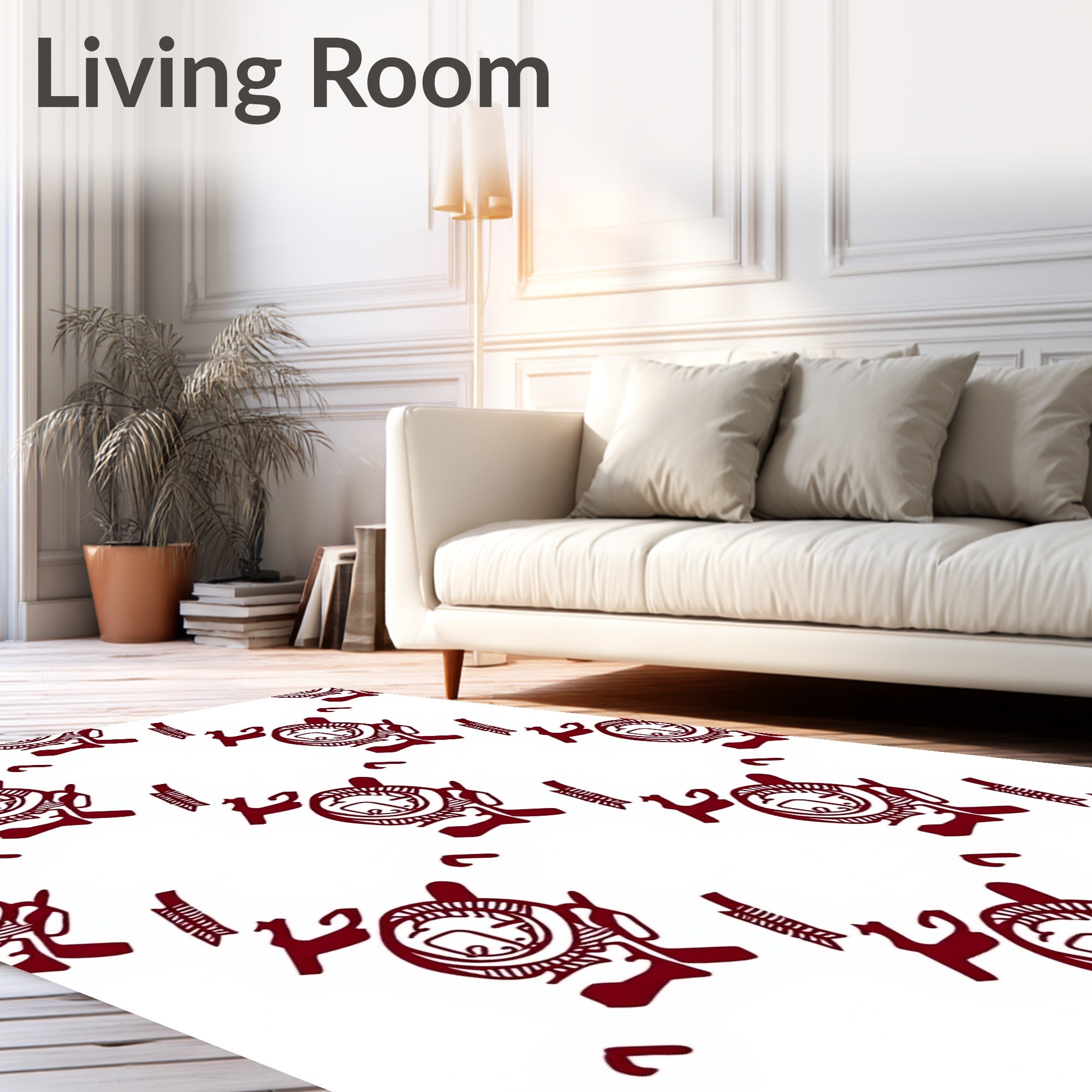 Deep Red Tribal Totem Arrangement Rug
