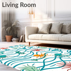 Playful Sea Creatures Alphabet Waves Rug