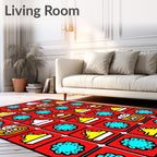 Red Yellow Blue Icon Arrangement Rug