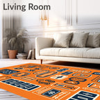 Abstract Graphic Symbols Navy Cream Rug