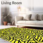 Bold yellow and black looping maze Rug