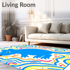 Blue Rodent Abstract Swirl Rug