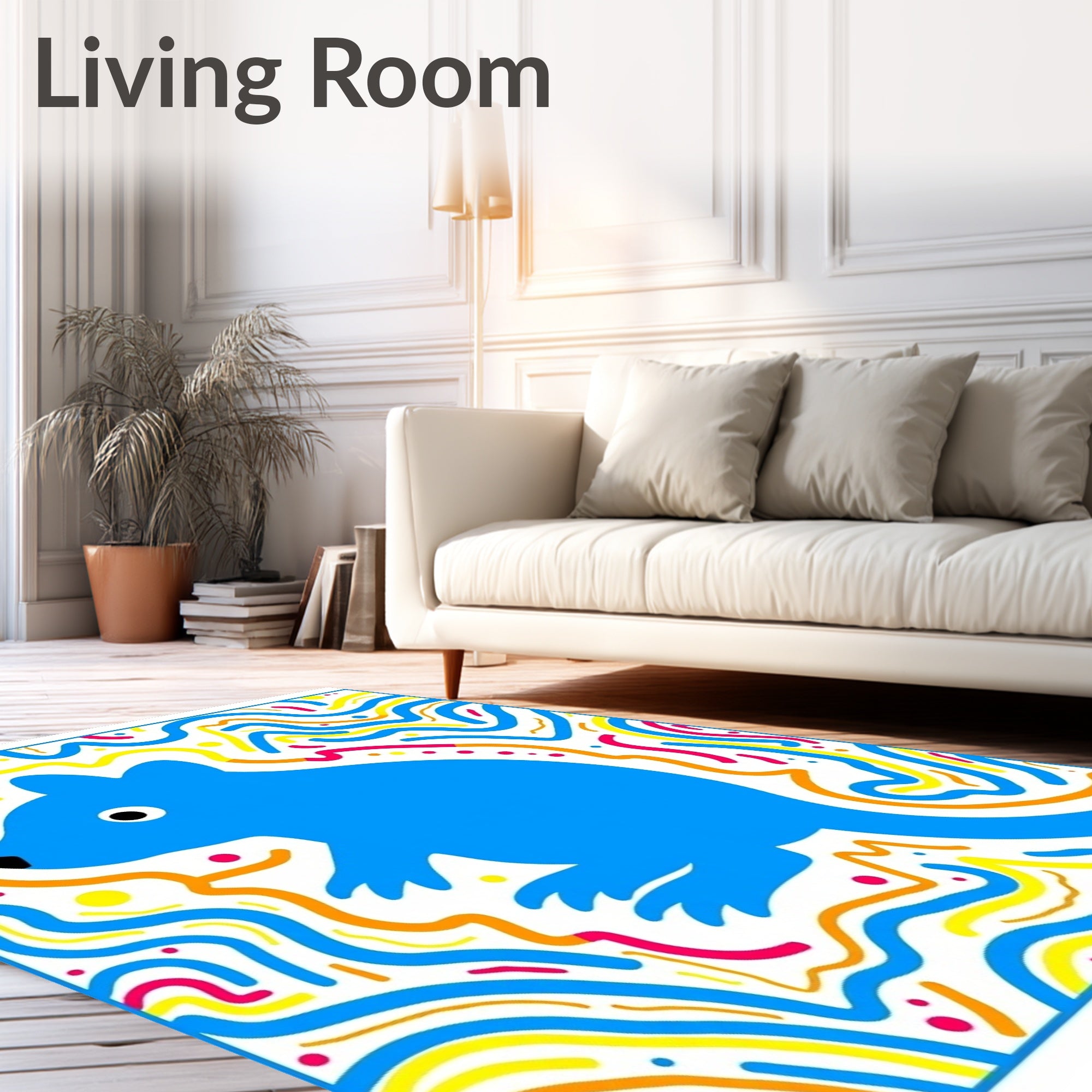 Blue Rodent Abstract Swirl Rug