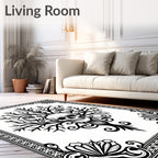 Black White Skull Tree Mandala Rug