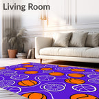 Orange Basketball Court Circles Rug