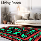 Tonal Dinosaur Tropical Botanical Border Rug