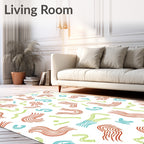 Red Blue Green Wavy Lines Rug