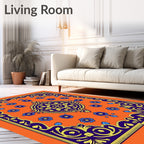 Vibrant Orange Floral Medallion Rug