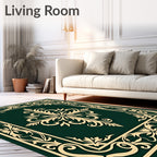 Emerald Green Classic Floral Medallion Rug