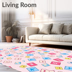 Pink Abstract Figures and Symbols Rug