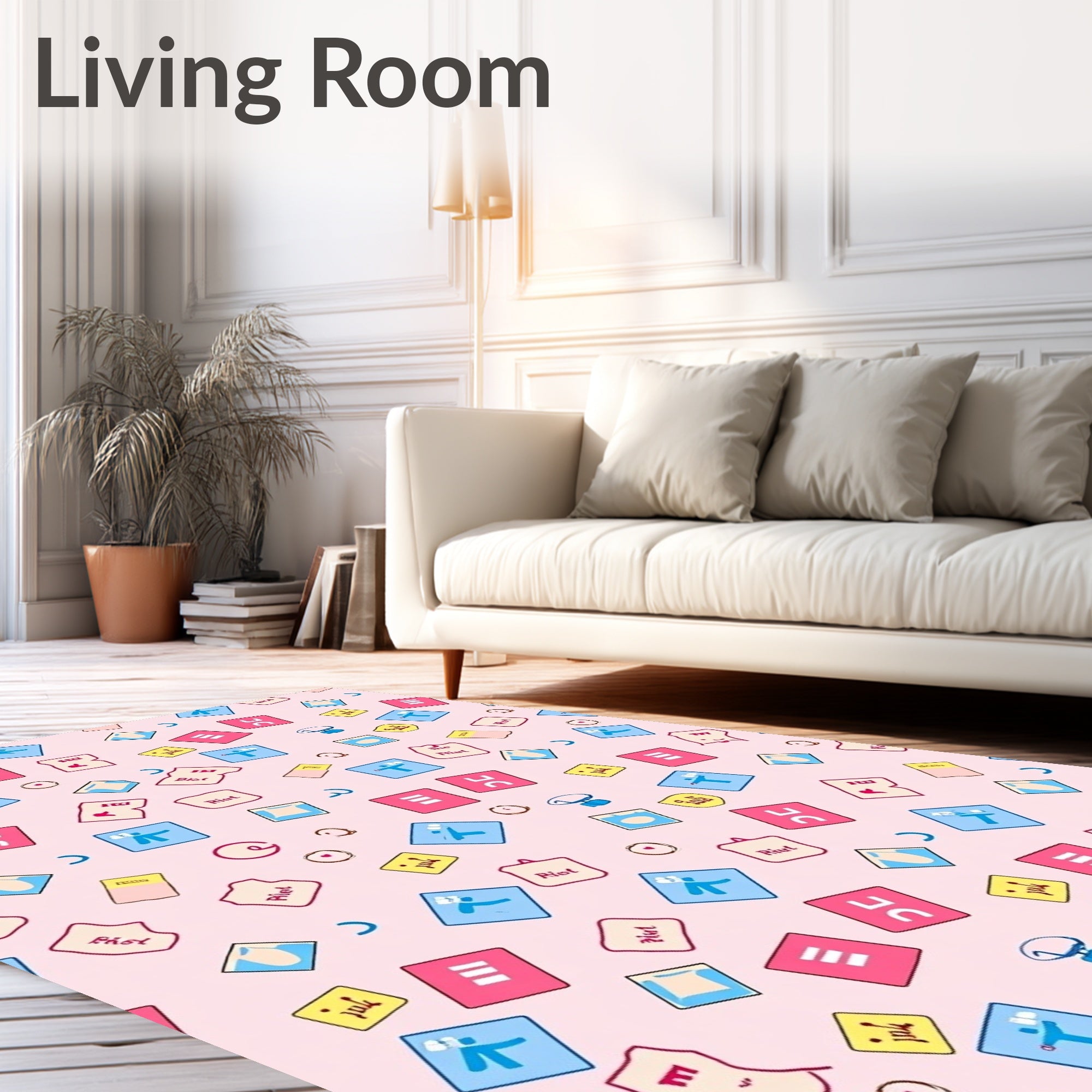 Pink Abstract Figures and Symbols Rug