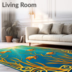 Golden Sea Turtles Underwater Scene Rug