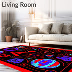 Bold Red Blue Geometric Abstract Rug