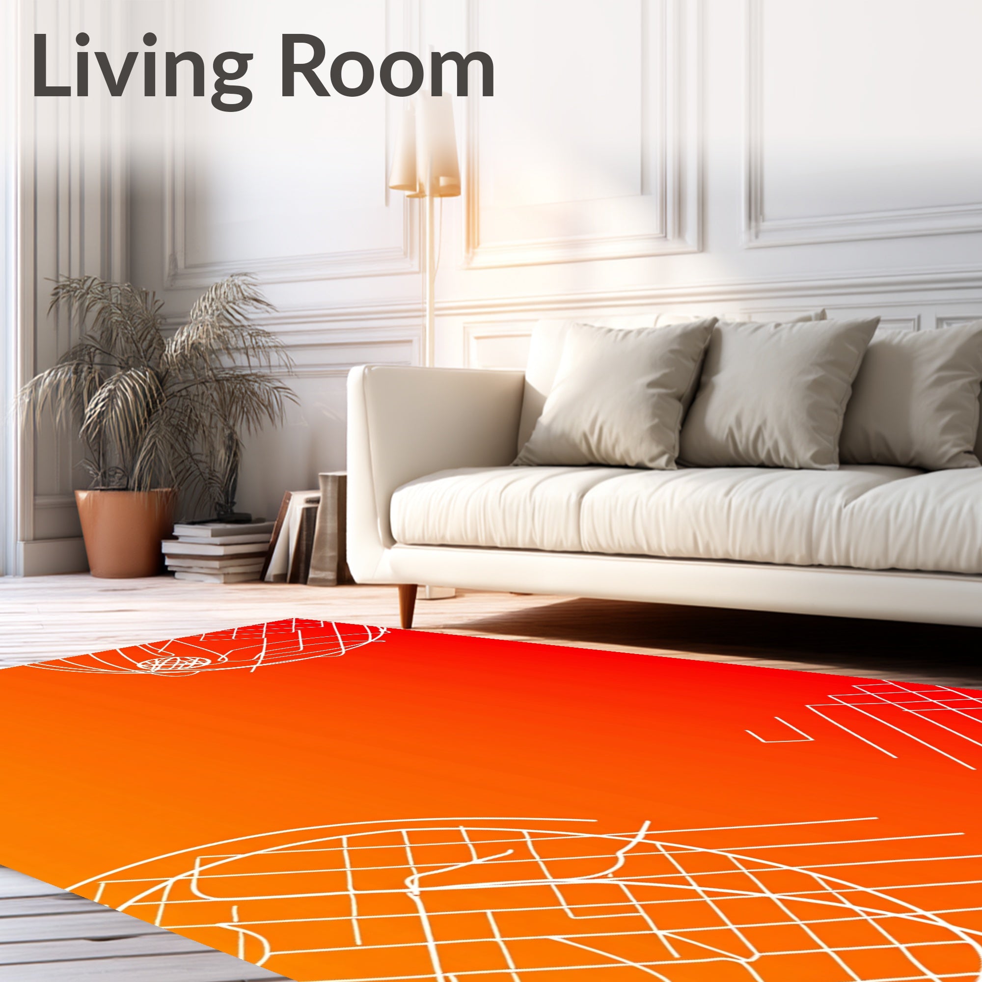 Bold Orange Red Abstract Lines Rug