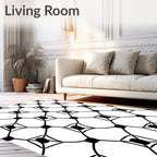 Chic Black White Interlocking Squares Rug