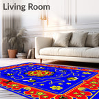 Enchanting Blue Bee Garden Medallion Rug