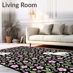 Sweet Puppy Pink Floral Garden Rug