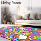 Playful Animals Abstract Color Splash Rug