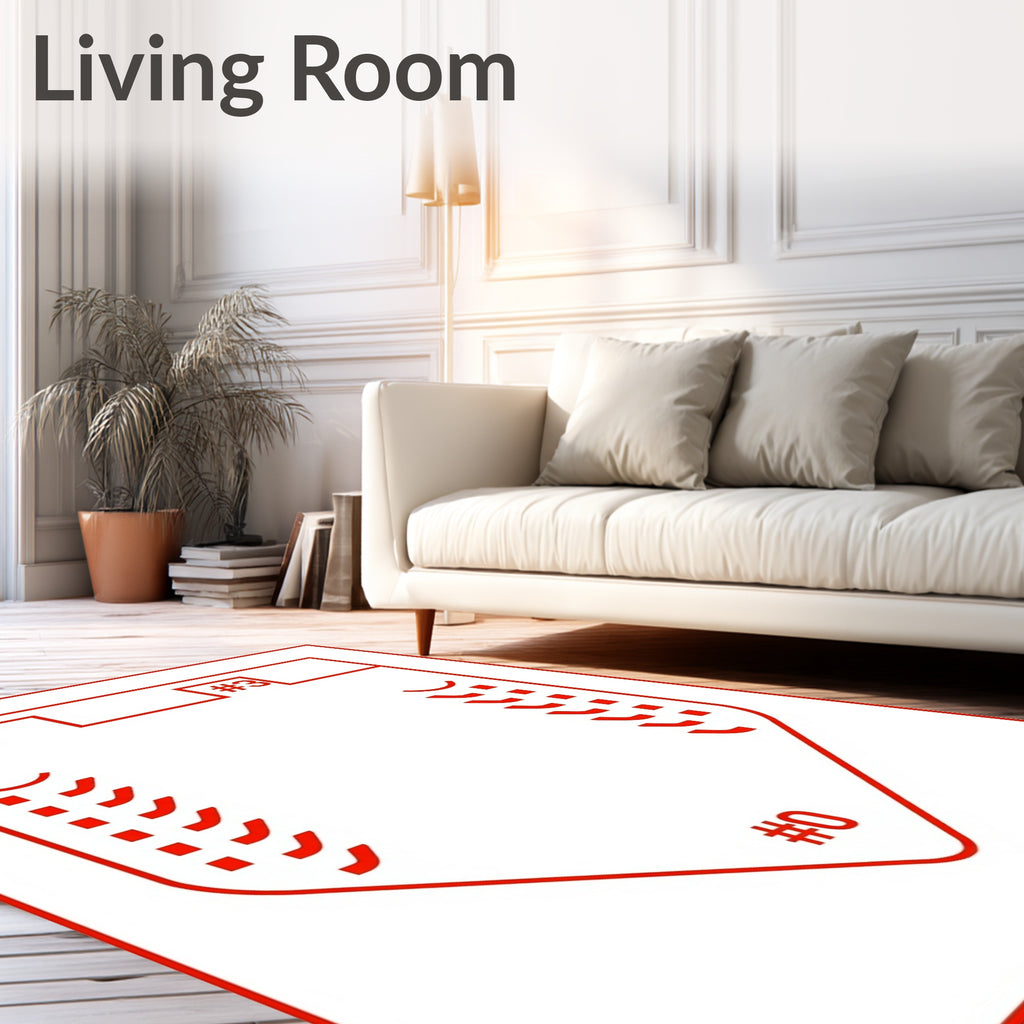 Red Outline Baseball Home Plate Graphic Rug