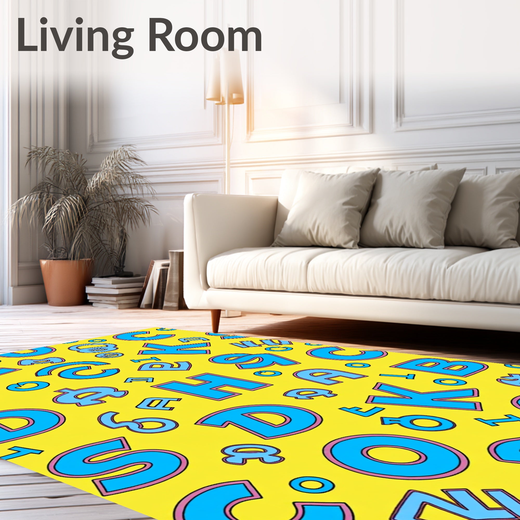Retro Blue Alphabet Scatter Rug